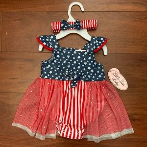Little Lass Baby American Flag USA Dress